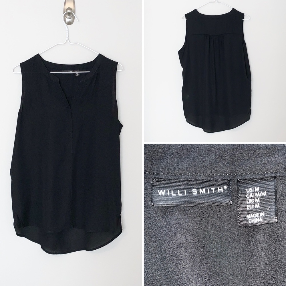 Willi Smith Sheer Sleeveless Black Blouse - Medium